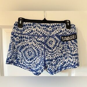 Savage Barbell Women's Blue Patterned Athletic Shorts